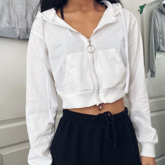 SHEIN Cropped Zip up Hoodie - Picture 1 of 3